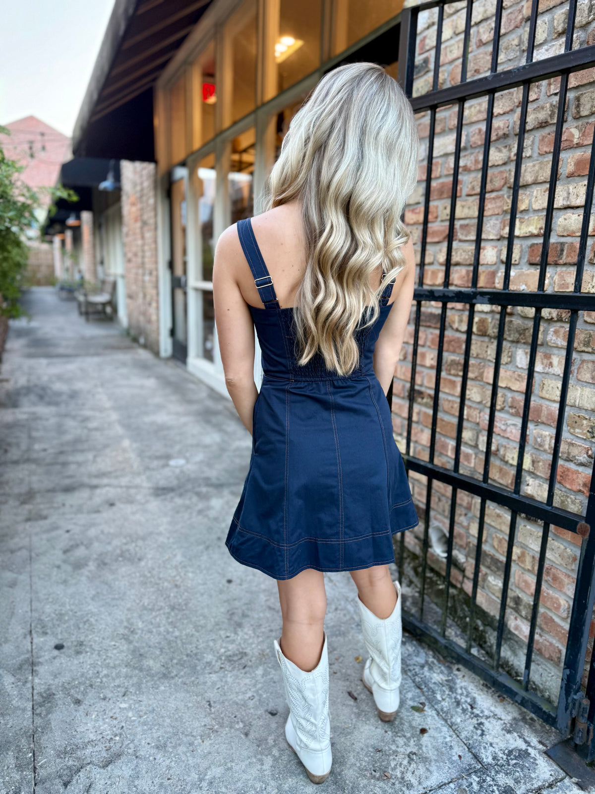 Burg Pleated Mini Dress- Navy