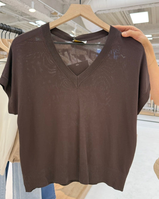 Jenna Summer Sweater Top- Brown
