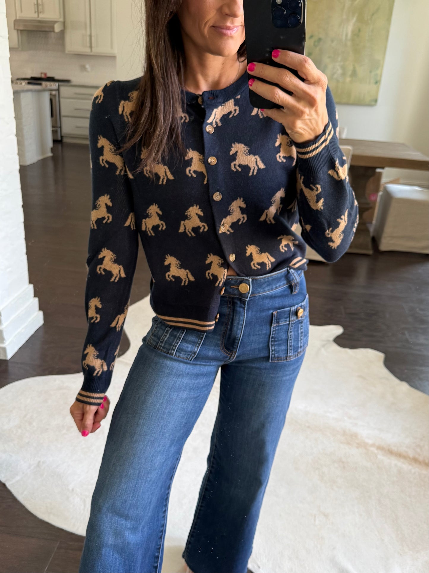 Astra Horse Cardigan- Navy