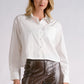 Embellished Stone Collar Poplin- White