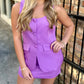 Jules Square Neck Romper Dress- Purple/Lav