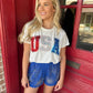 QOS Beaded USA Tee- White