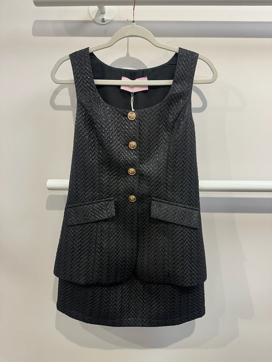 Angeline Romper- Black Jacquard