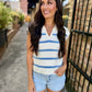Collared Striped Polo Vest- Baby Blue