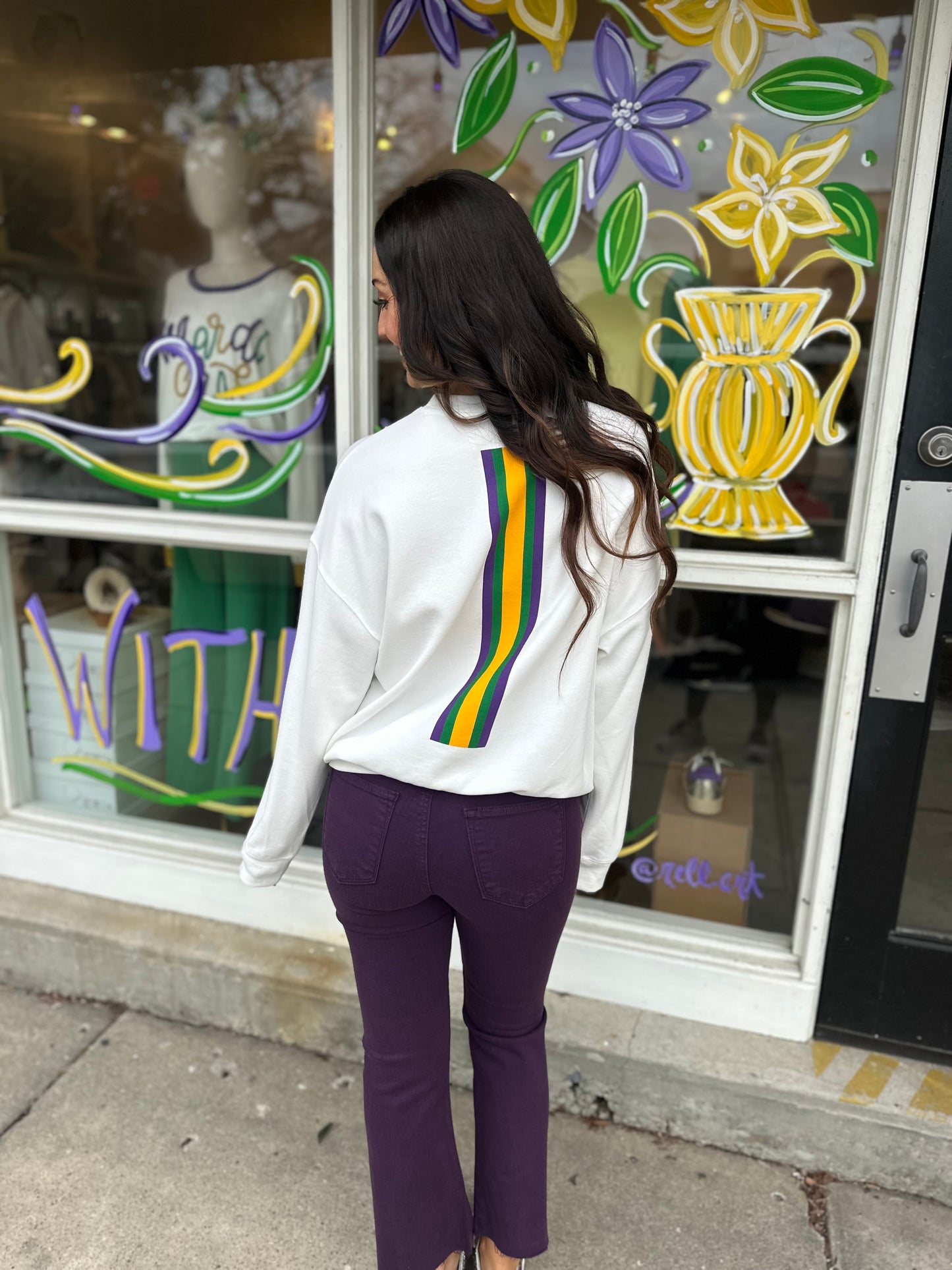 Mambo Varsity Ribbed Sweatshirt-White