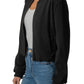Kensie Faux Suede Bomber Jacket- Black