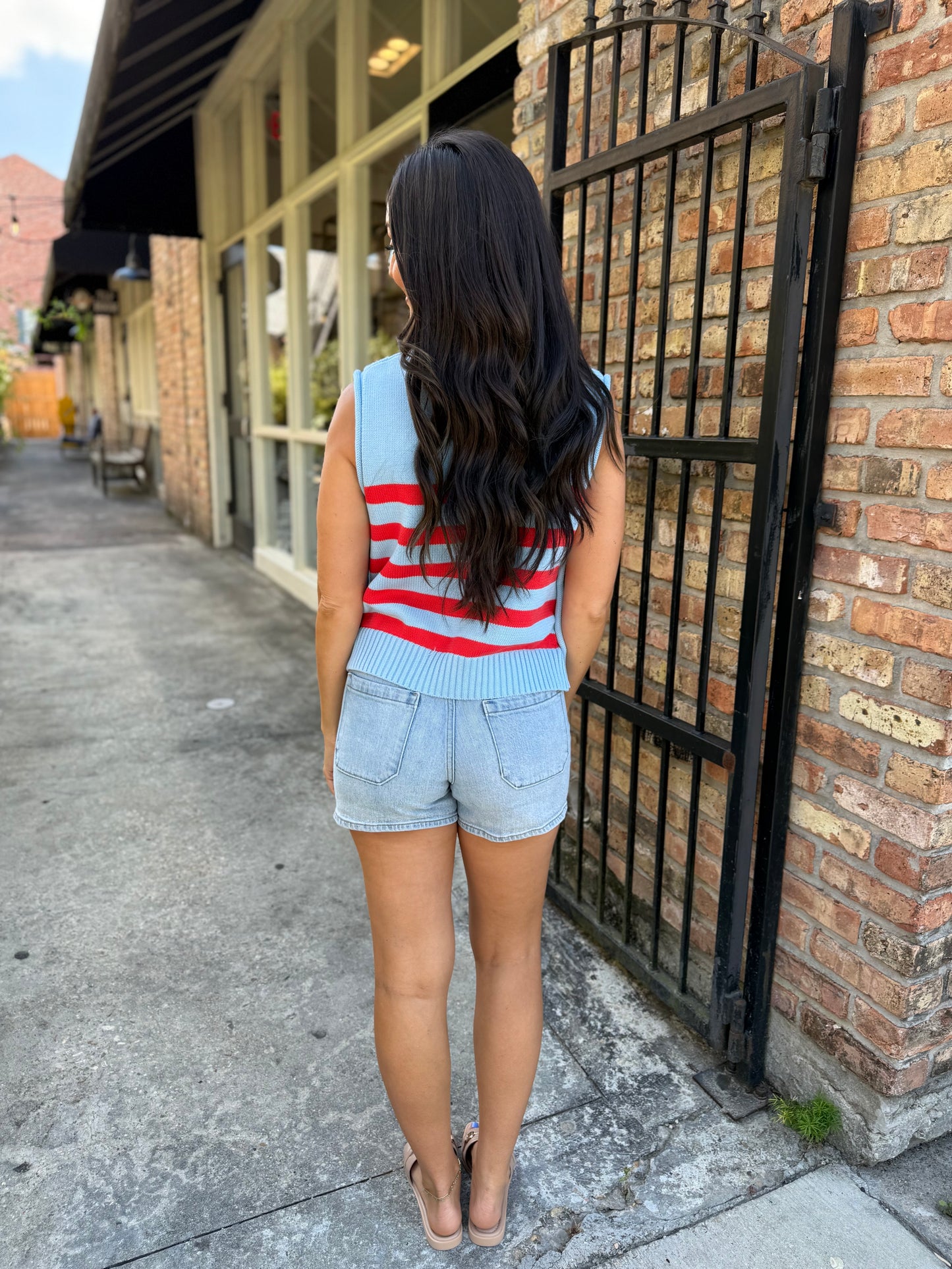 Saylor Sweater Vest Top- Blue