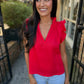 Heidi Linen Top- Red