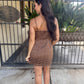 Nights in Capri Mini Dress- Brown Multi