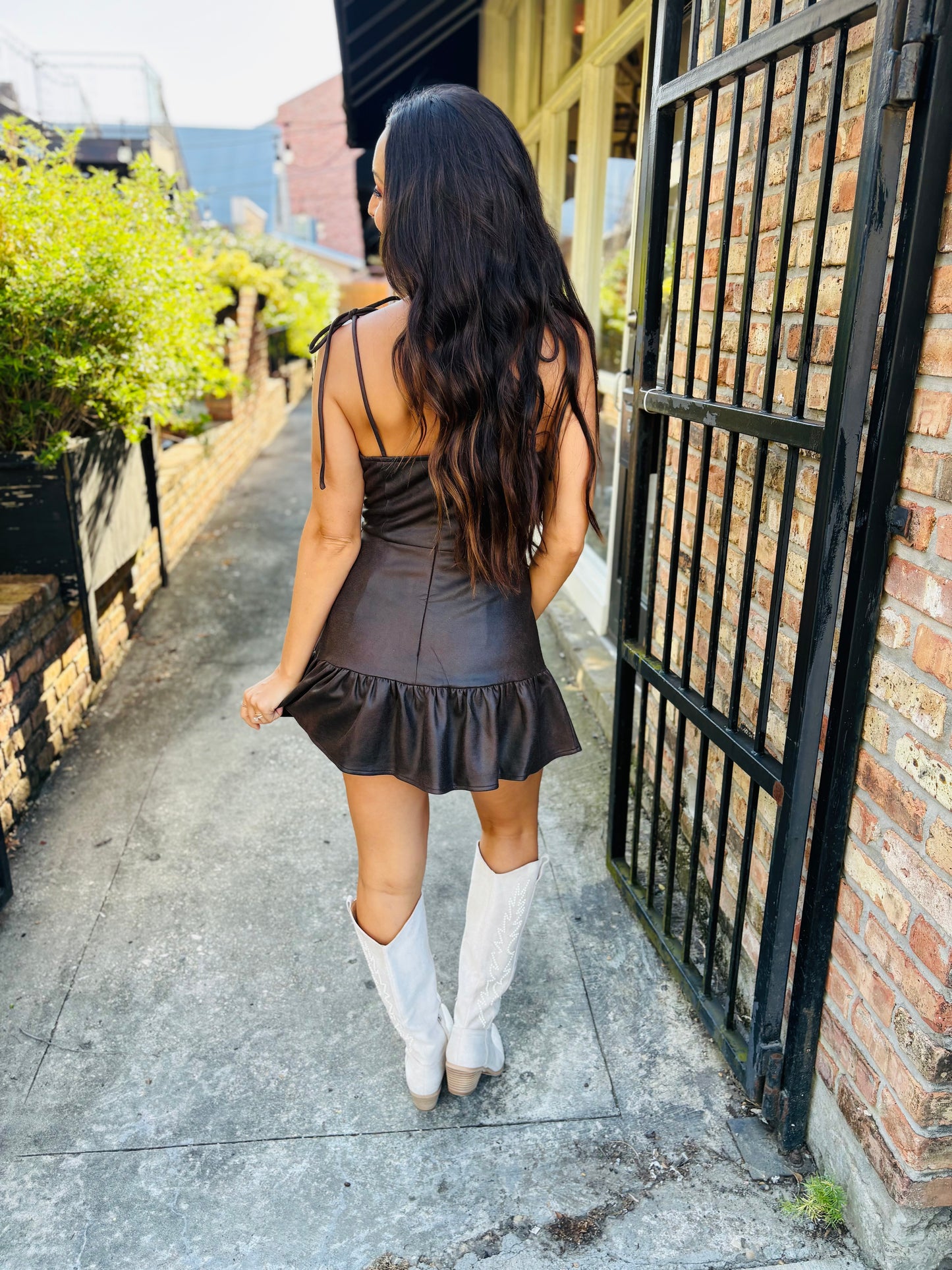 Vivi Romper- Dark Chocolate Suede