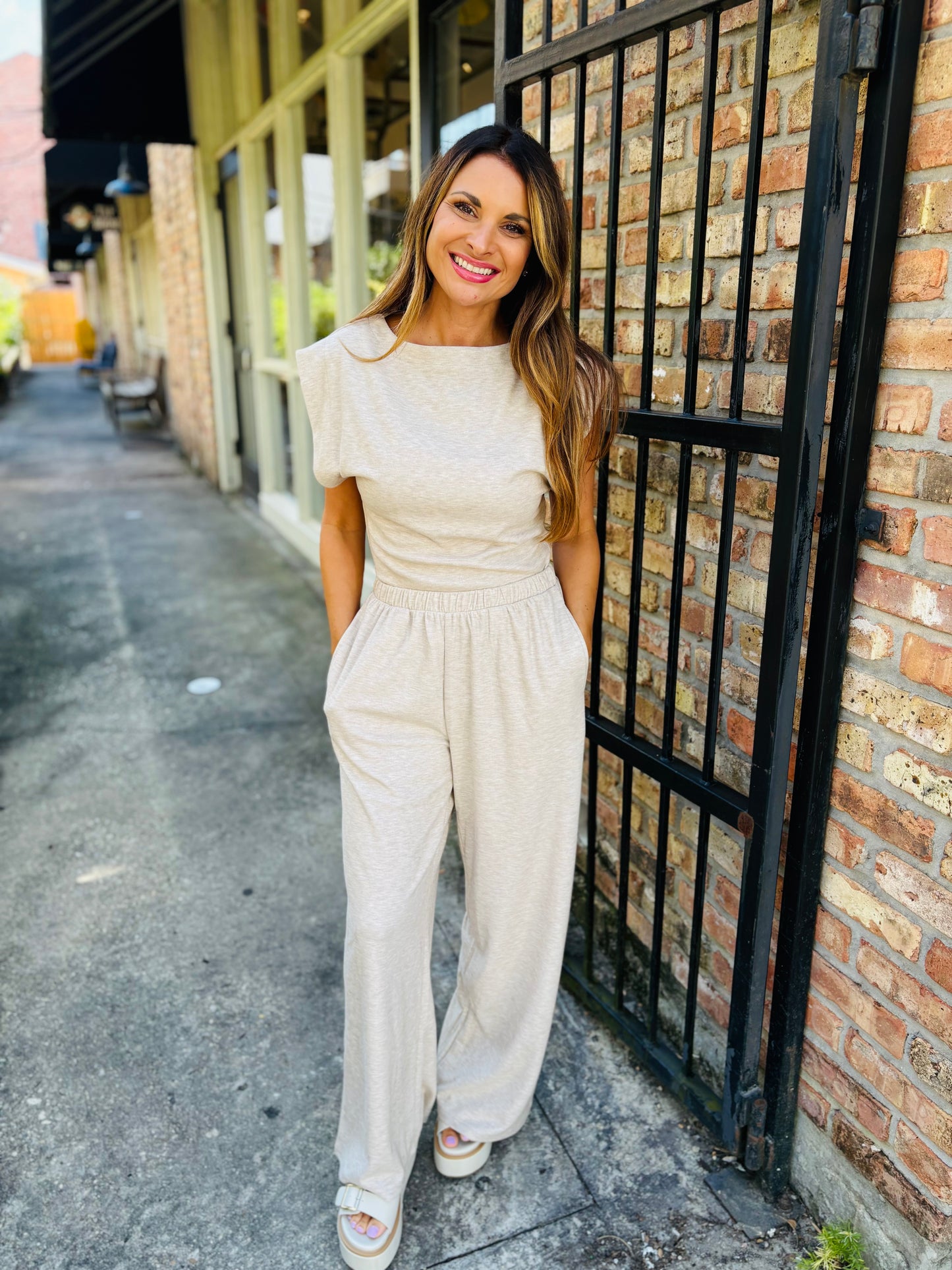 Cindy Strong Knit Top- Oatmeal