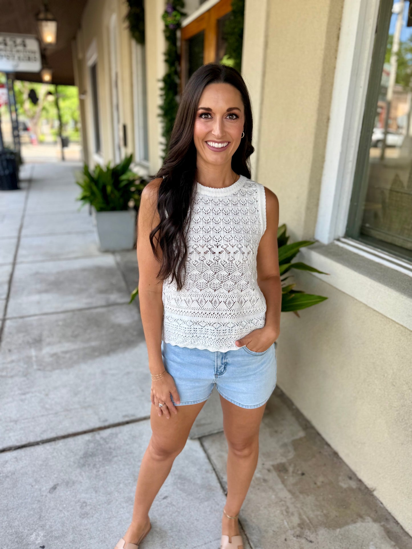 Andrew Crochet Tank- White