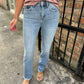 Striving (Bella) HR Cropped Flare Denim- Lt Blue