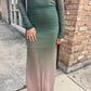 Embellished Mesh Maxi Skirt- Green