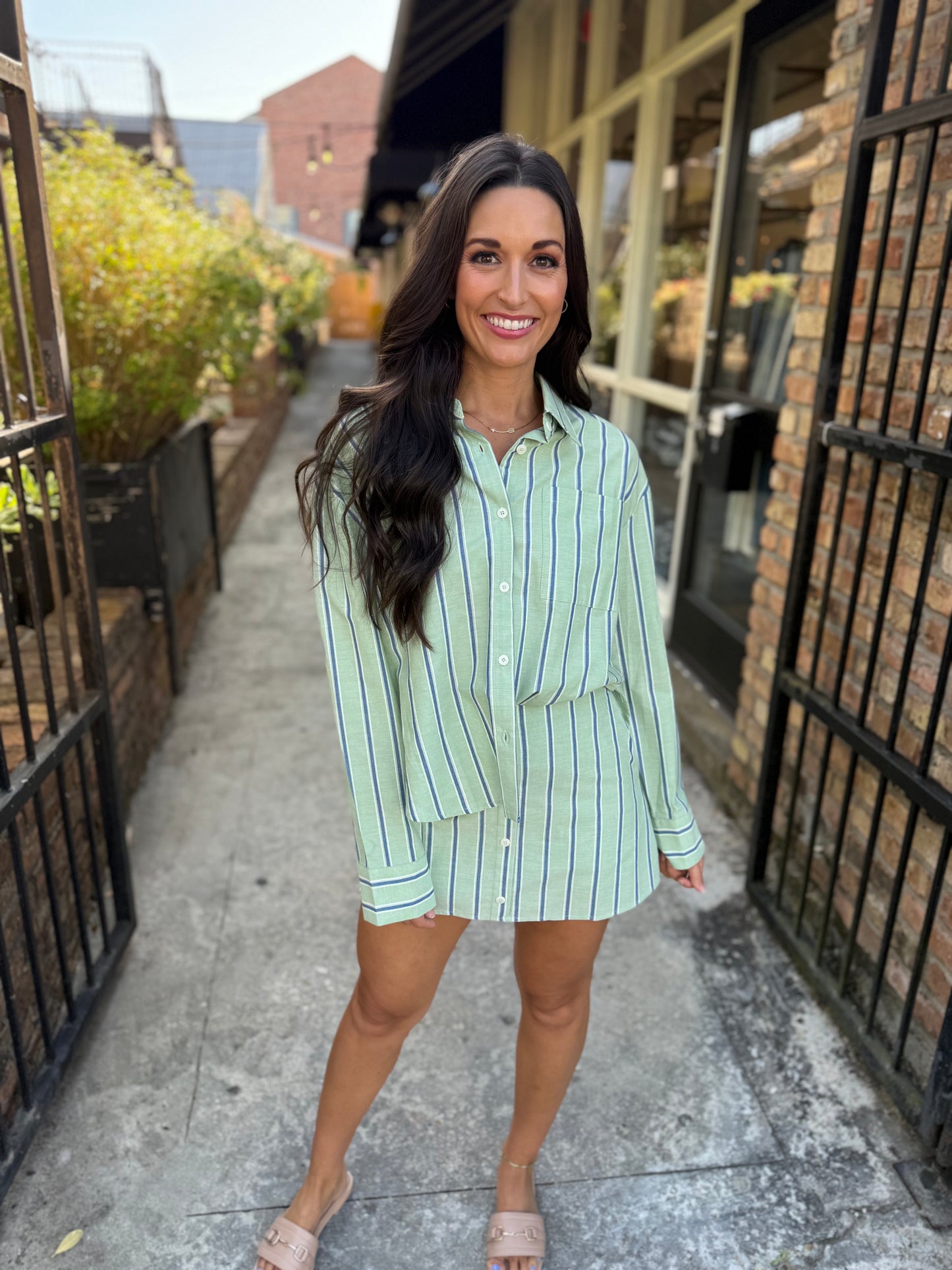 Pin Stripe 2 PC Set- Green