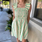 Sally Striped Mini Dress- Beige/Green