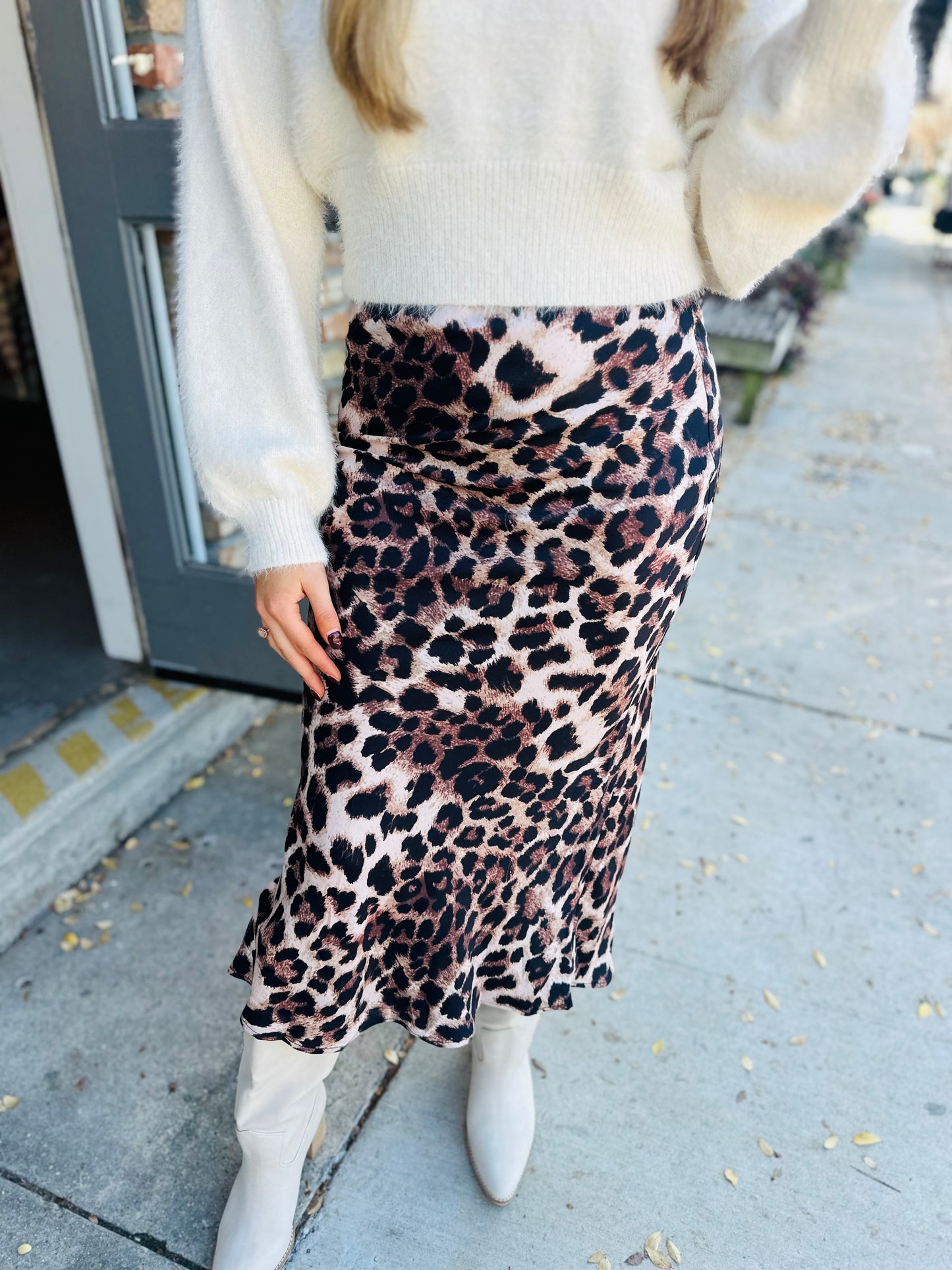 Leopard Mid-Rise Midi Skirt