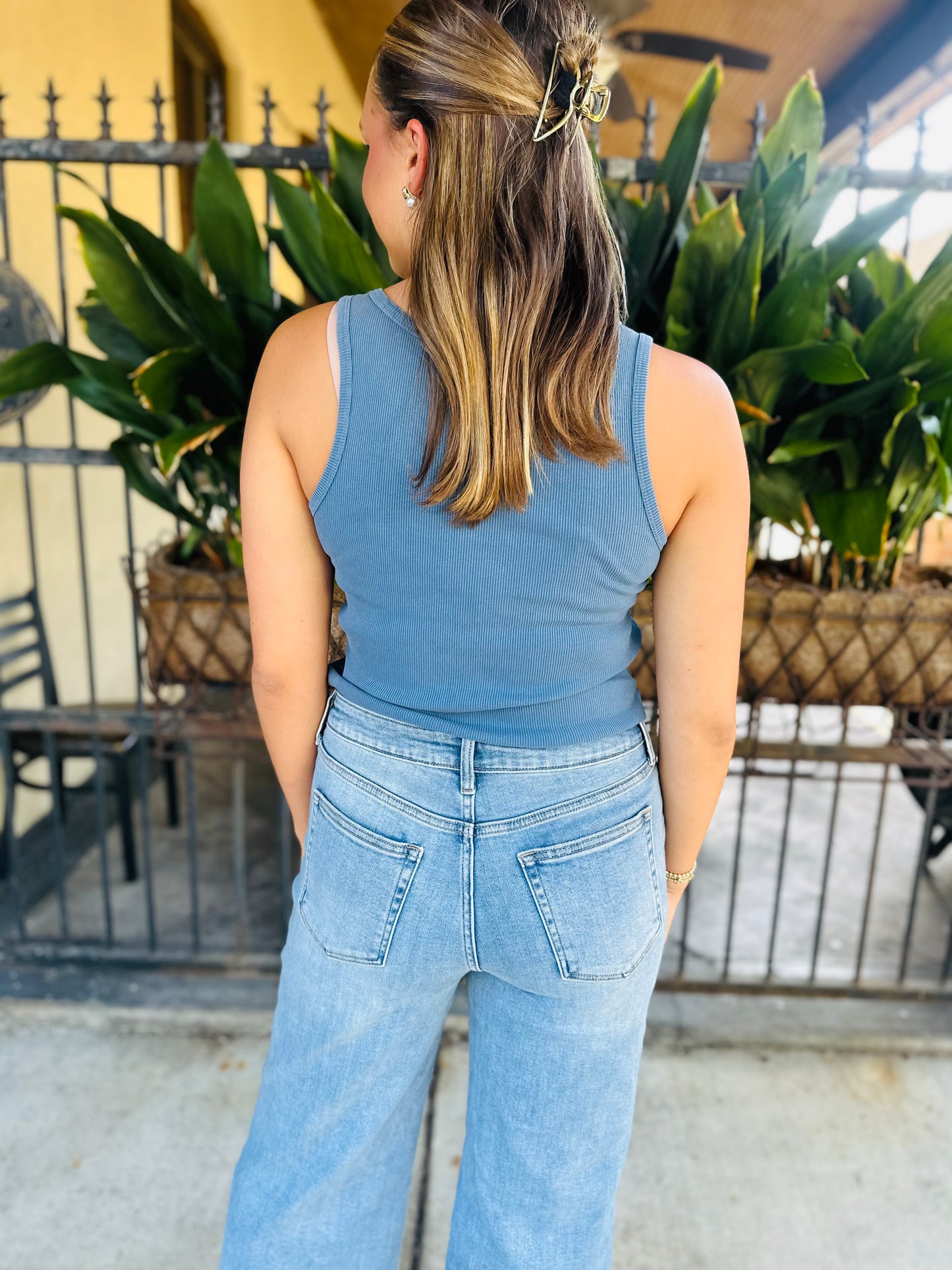 Blakely Slim Wide Leg Denim- Medium Denim