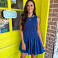 Beck Smocked Mini Dress- Navy