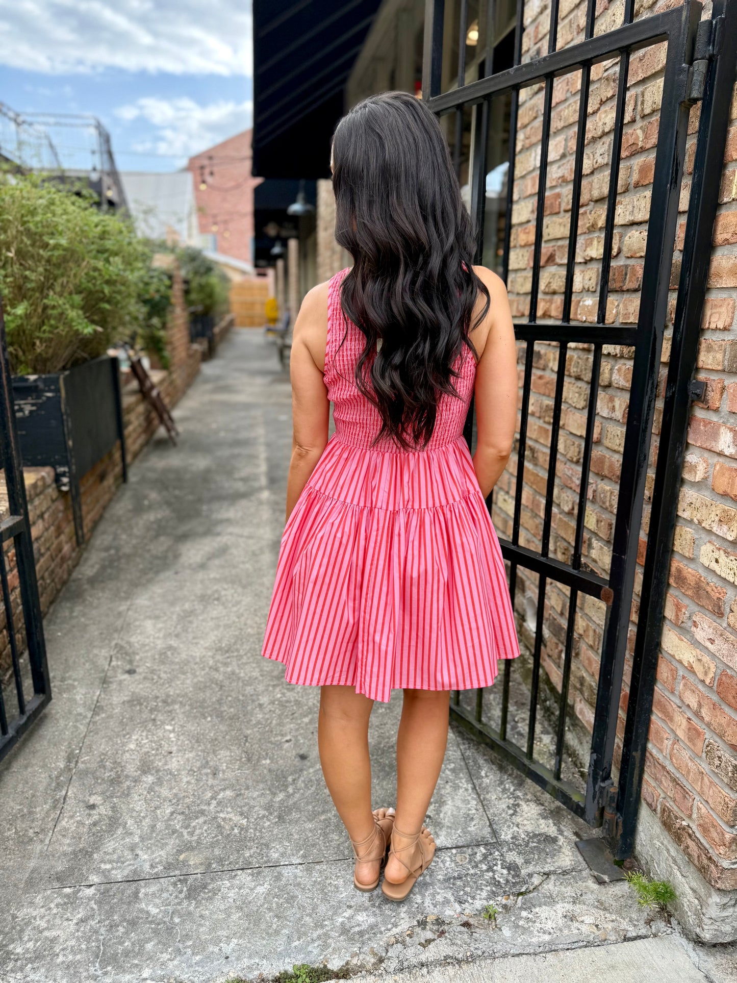 Stage Stripe Mini Dress- Orange