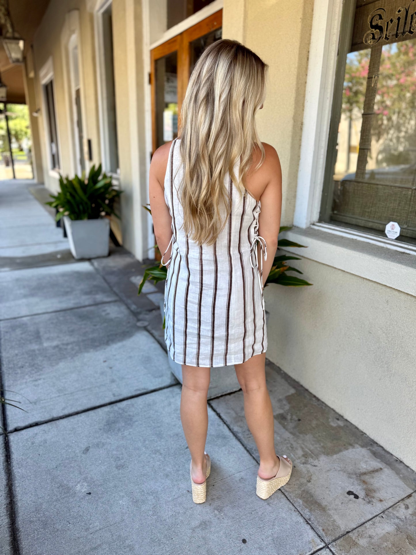 Aurelia Mini Dress- White/Brown