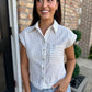 Barry Striped Button Up Top- Taupe