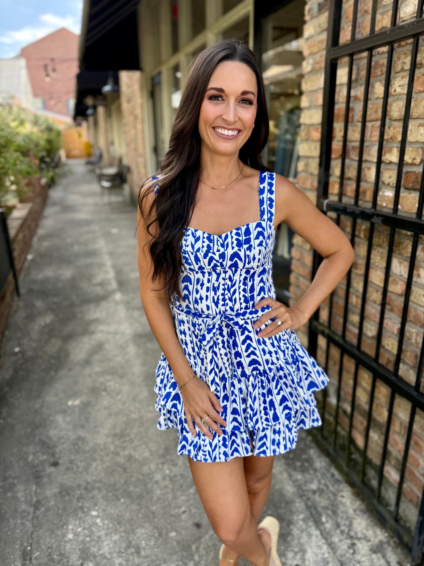 Hailey Romper- Cobalt Trail