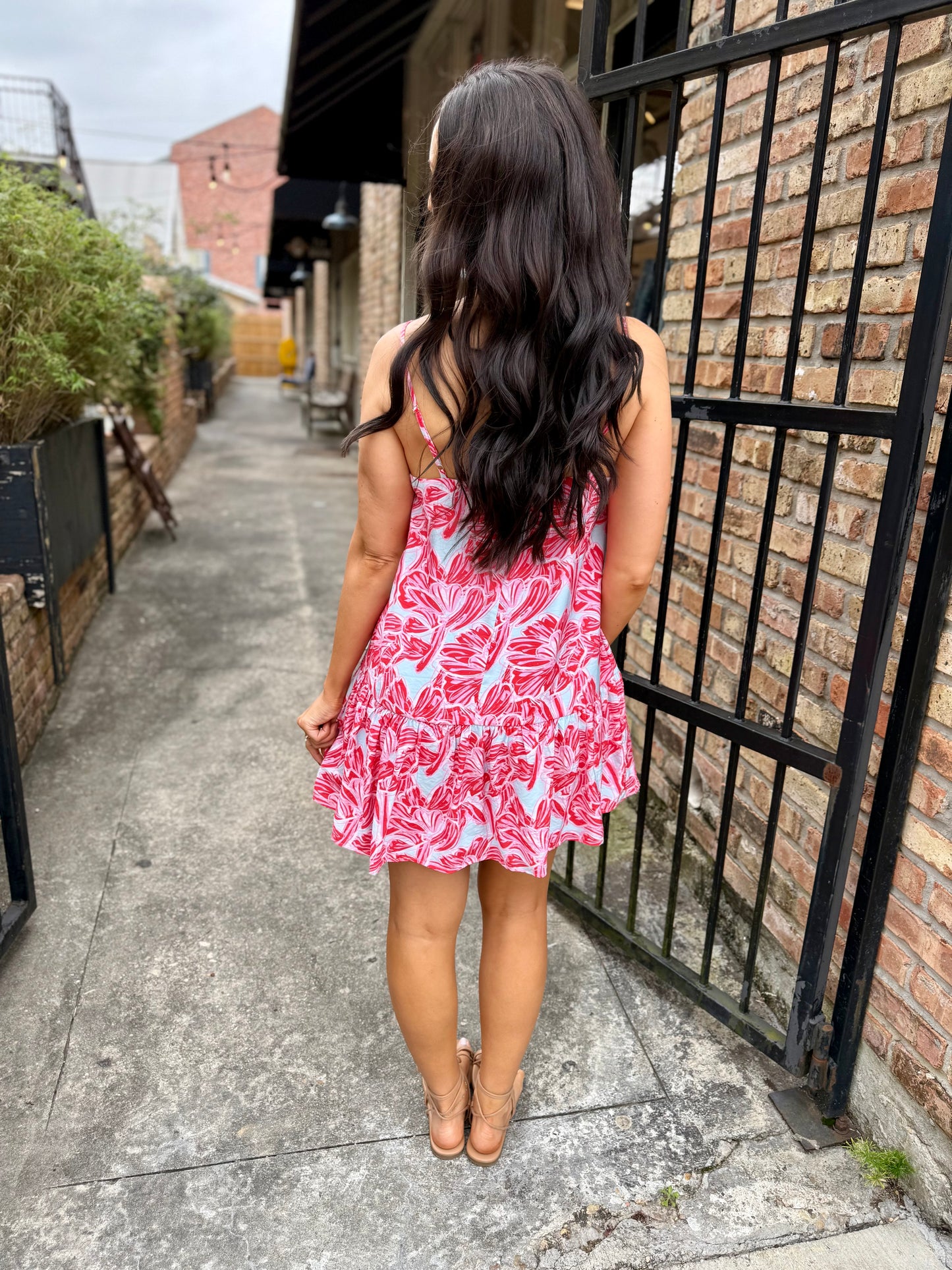 Tropical Slip Dress- Red
