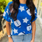 Scattered Football & Stars Top- Royal
