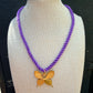 Cord Necklace- Purple/Butterfly