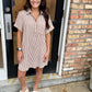 Day Striped Shirt Dress- Brown