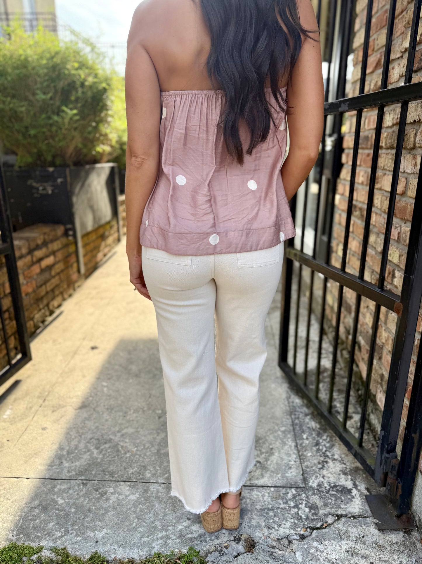 Clear Eyes Eyelet Pants- Cream