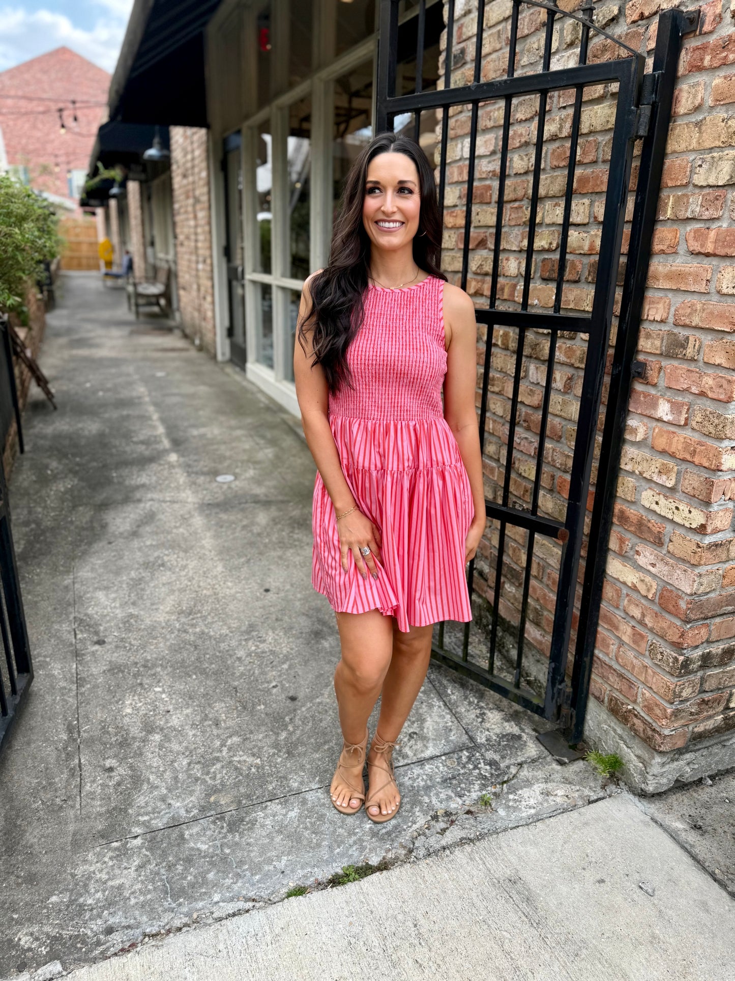Stage Stripe Mini Dress- Orange