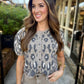 Pepita Puff Sleeve Cardigan-Leopard