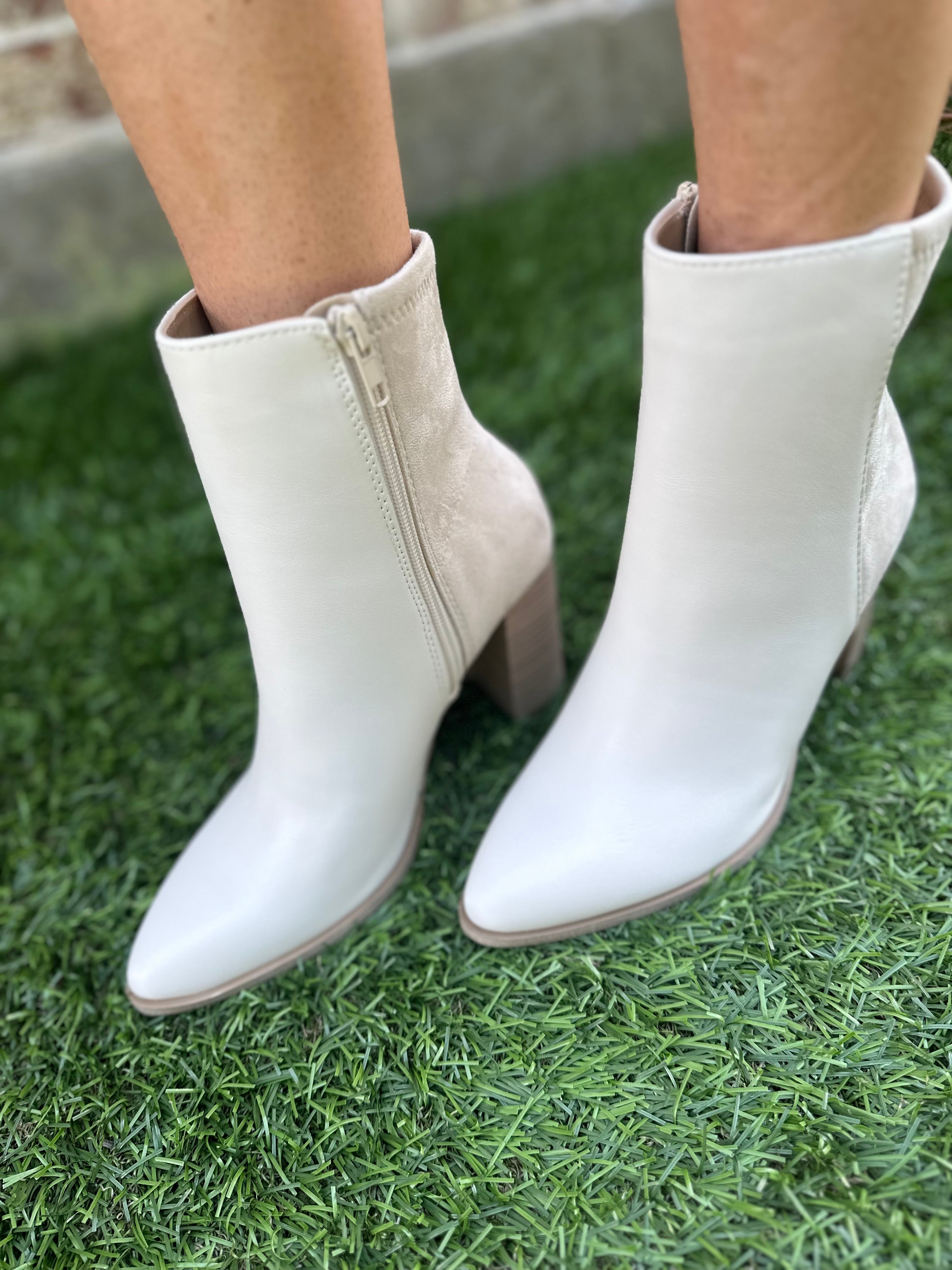 Mover Booties Ivory Suede Hazel Lane Boutique