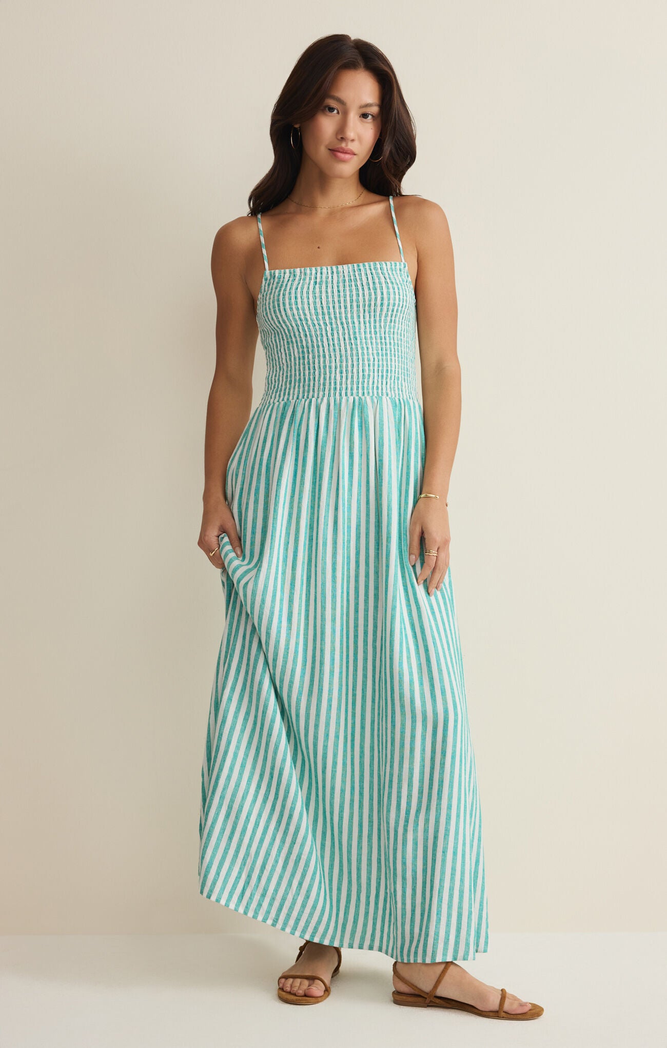 Z Supply Bayside Striped Maxi Dress- Green