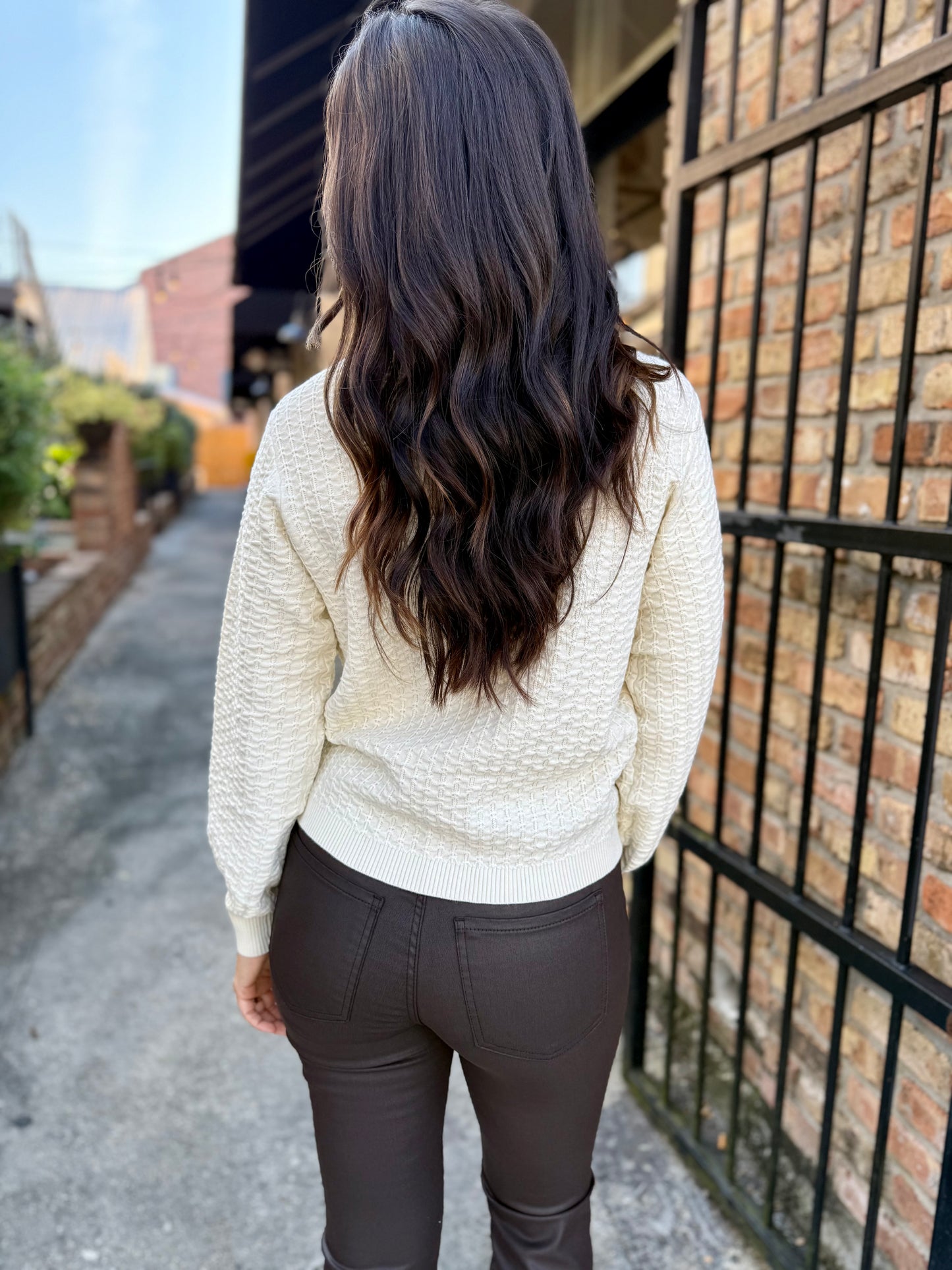 Britney Textured Sweater- Cream