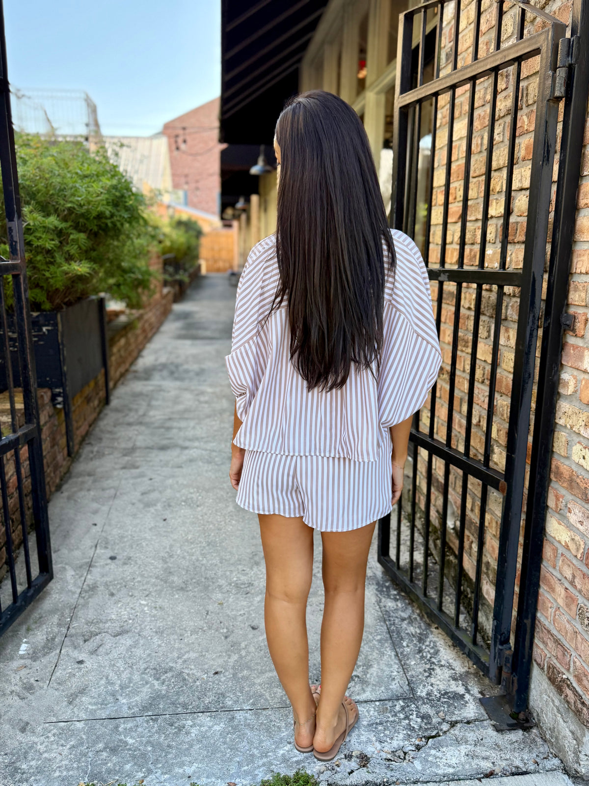 Ferrara Striped Set- Mocha/White