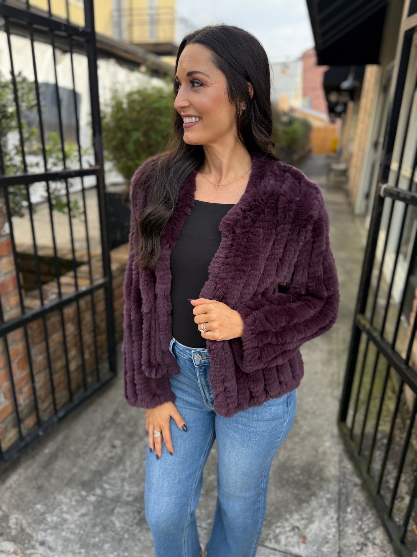 Rosa Fur Jacket- Bordeaux