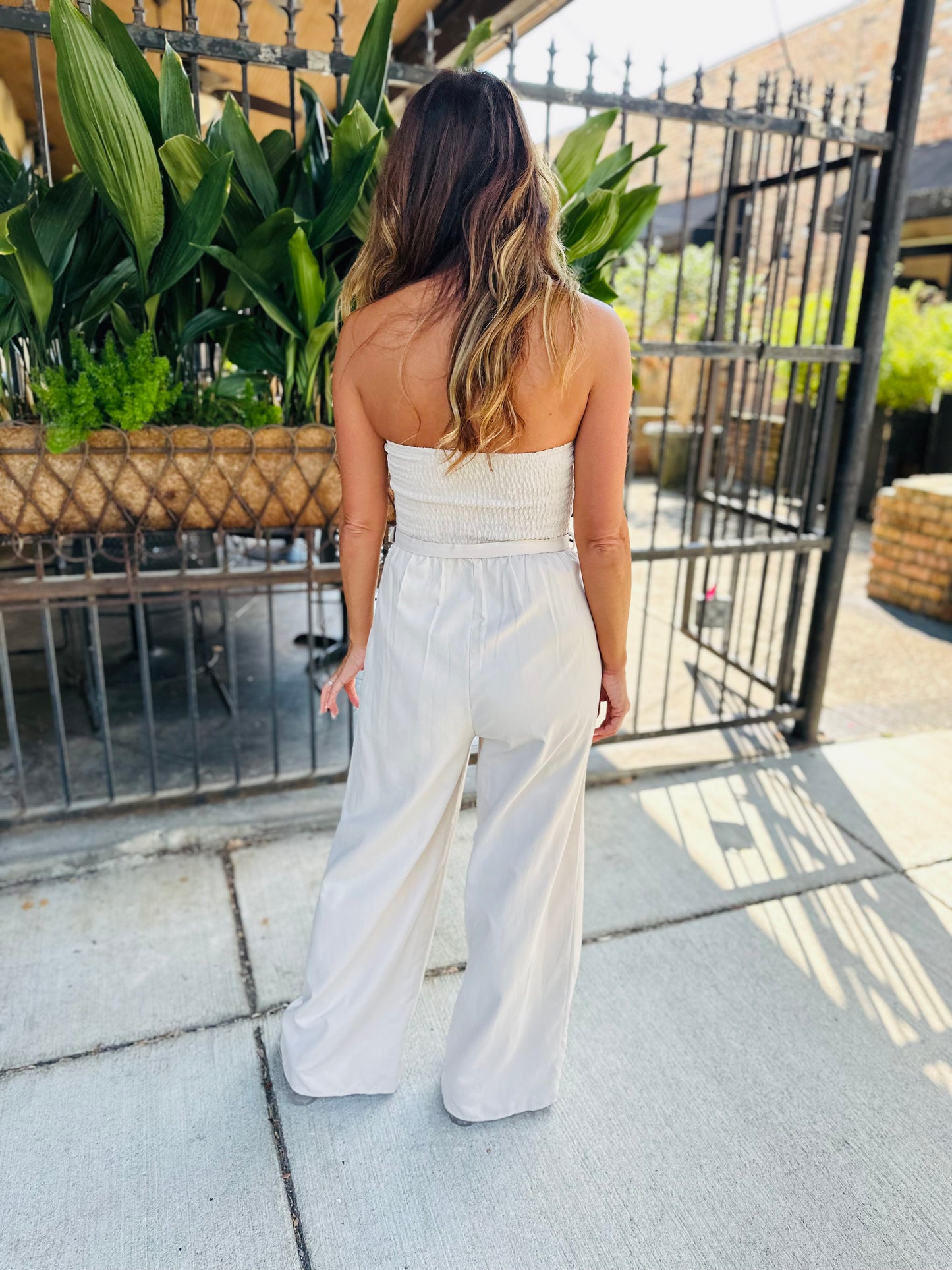 Past Midnight Tube Jumpsuit- Cream