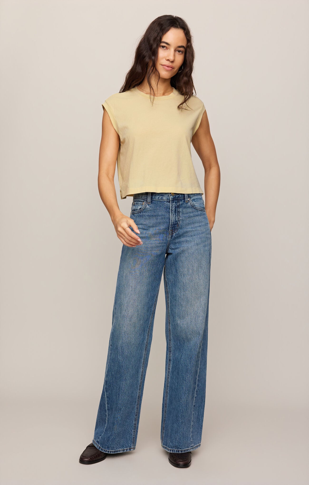 Z Supply Flex Sleeveless Tee- Lemon Chiffon