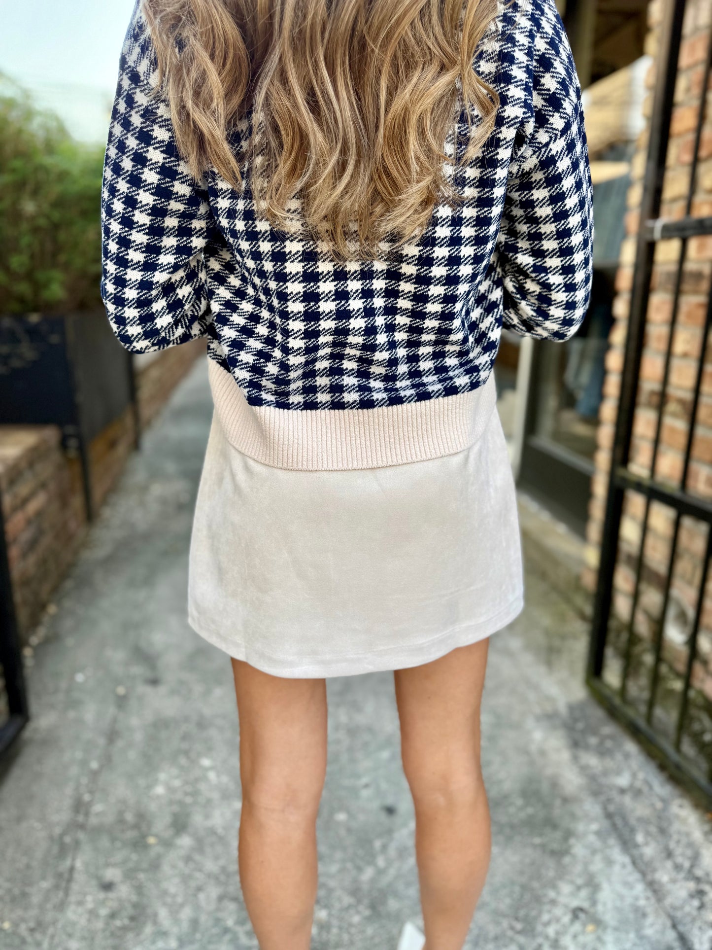 Jessica Suede Mini Skirt- Ecru