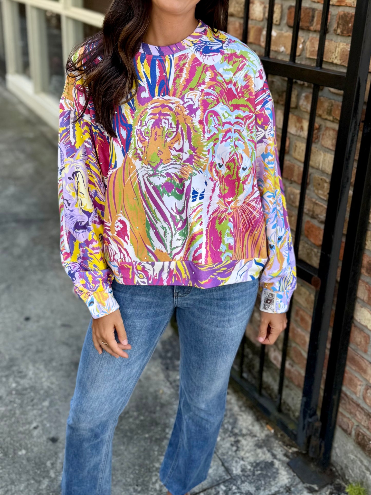 Rainbow Multi Abstract Tiger Sweatshirt