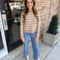 Sheri Striped Sweater- Taupe Cream