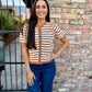Bonnie Striped Sweater Top- Camel