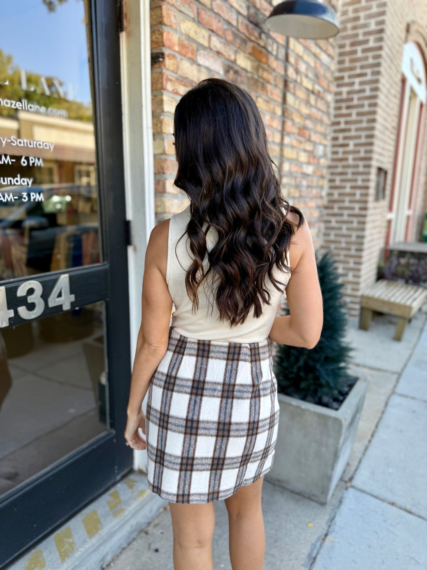 Manhattan Plaid Mini Skirt- Cream