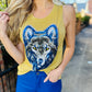 Wolf Glitter Head Tank- Gold