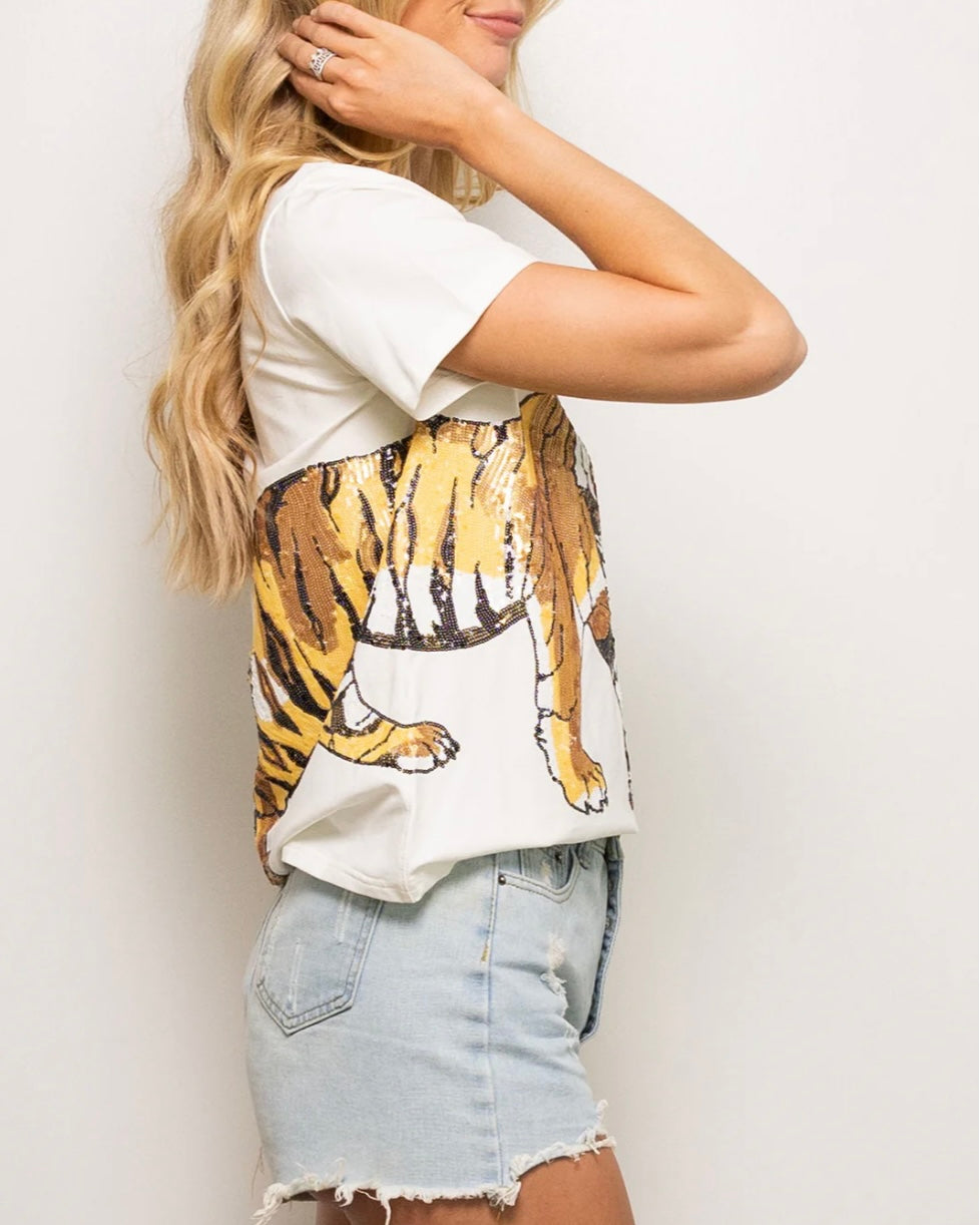 Tiger Wrap Around Tee- White