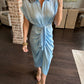 Tori Button Down Dress- Azure Blue
