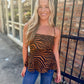 Tiger Cami Panel Tank- Brown/Black